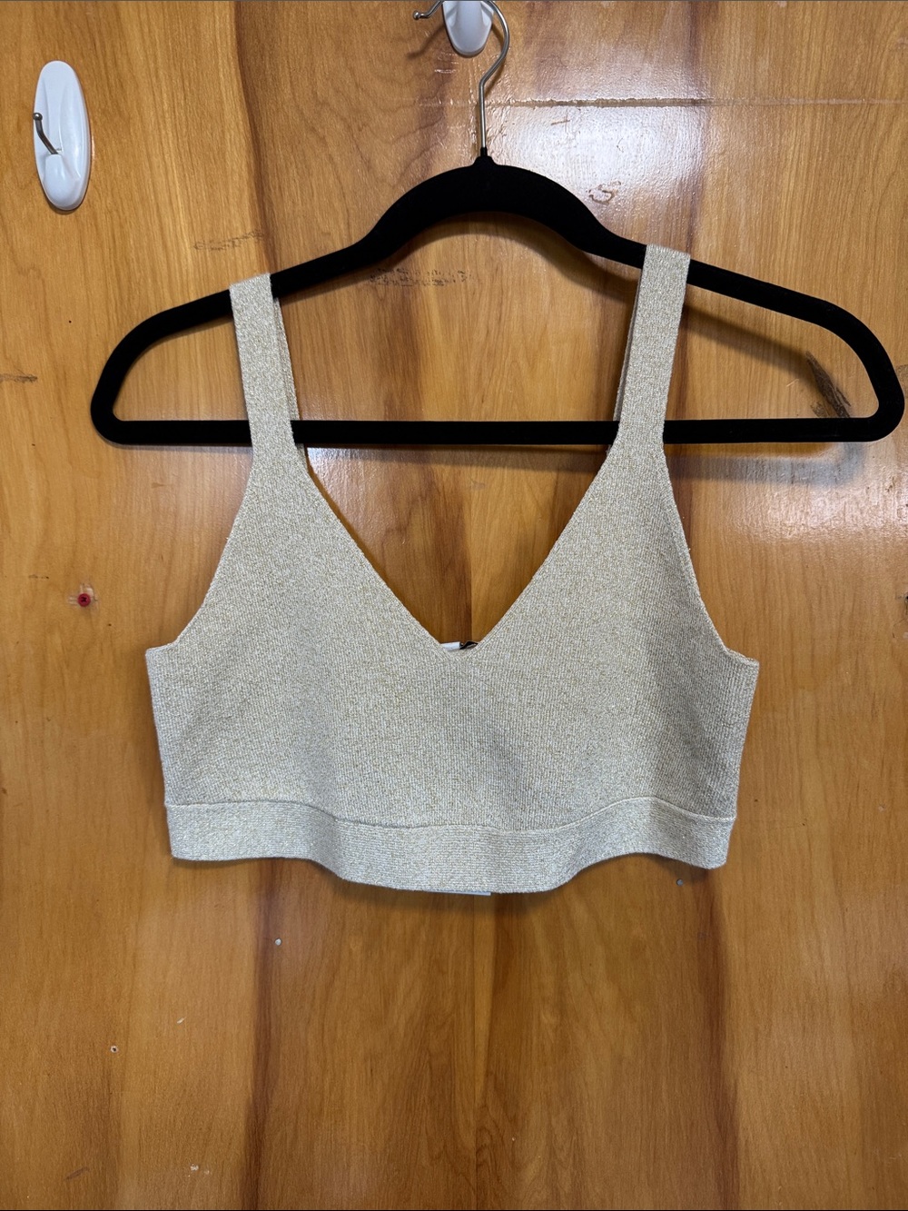 Sparkle V-Neck Cropped Top - Gold